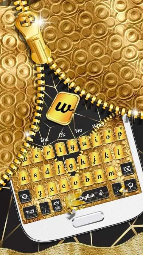 Luxury Gold Zipper Keyboard Theme स्क्रीनशॉट 3
