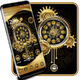 ikon Gold Black Luxury Clock Theme⌚