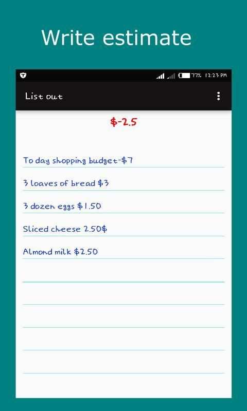 List out - mobile sheet of paper screenshot 3