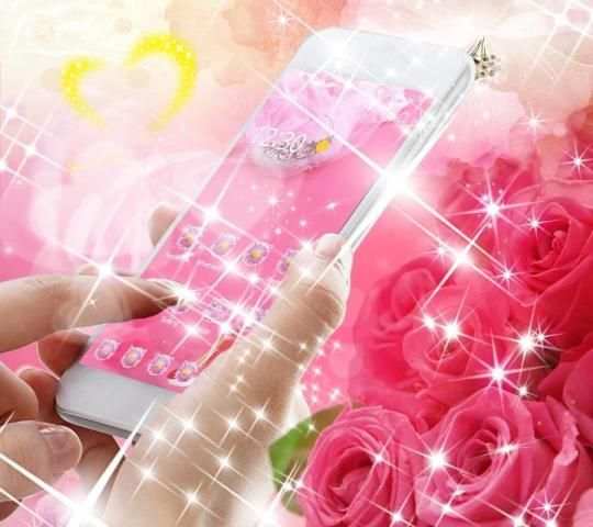 Pink Diamond Cute hello Kitty tema Theme screenshot 2