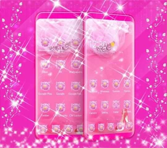 Pink Diamond Cute hello Kitty tema Theme screenshot 1