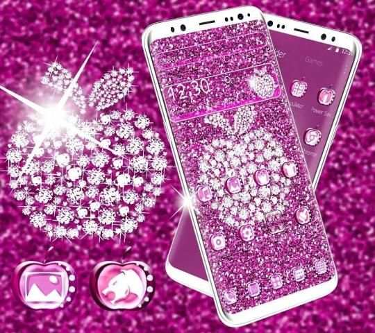 Pink Glitter Apple Theme स्क्रीनशॉट 4