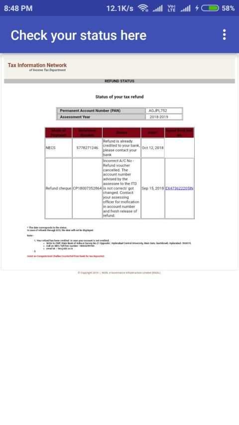 TDS Return_Check Status screenshot 1