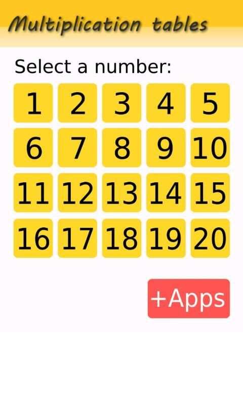 Multiplication tables screenshot 3