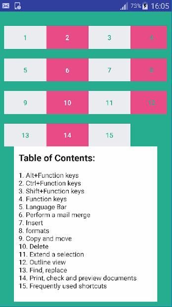 Word 2016 Office shortcuts screenshot 5