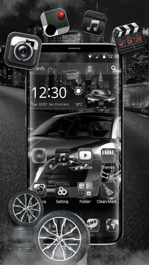 Tema Mobil Mewah Hitam screenshot 4