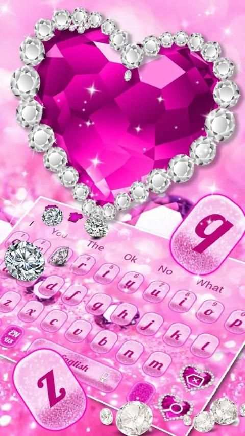 Pink Diamond Heart Keyboard Theme स्क्रीनशॉट 3