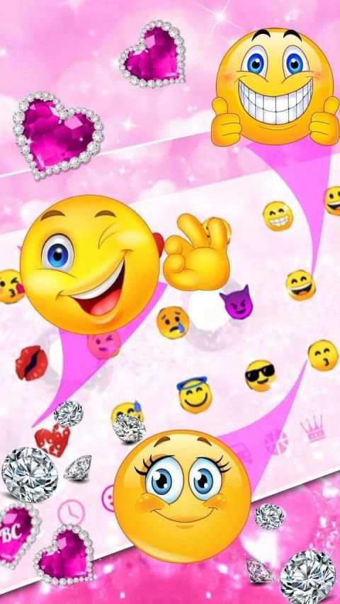 Pink Diamond Heart Keyboard Theme स्क्रीनशॉट 1