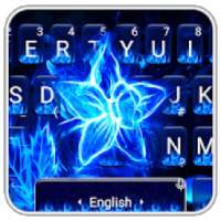 Blue Ice Flame Flower Keyboard Theme on 9Apps