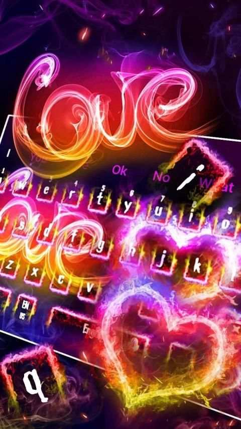 Fire Love Heart Keyboard Theme screenshot 3