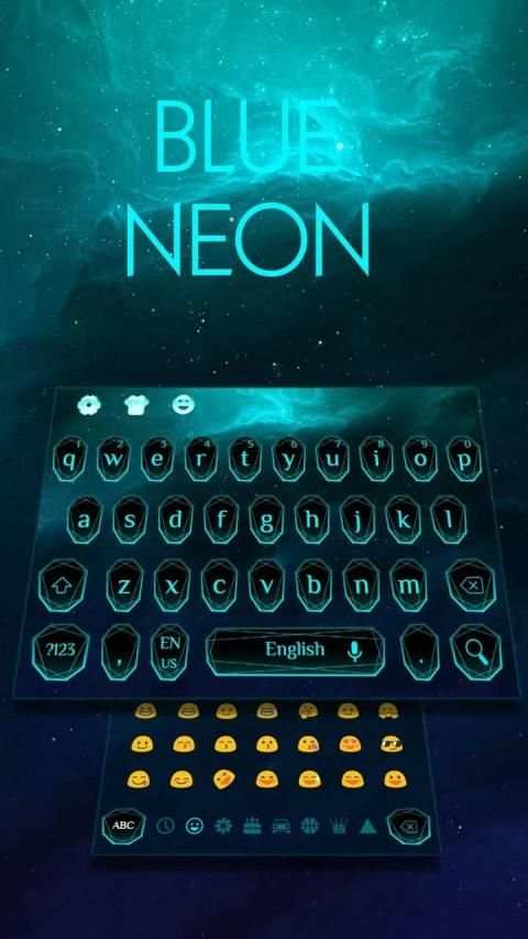 Cool Blue Neon Light Keyboard स्क्रीनशॉट 2