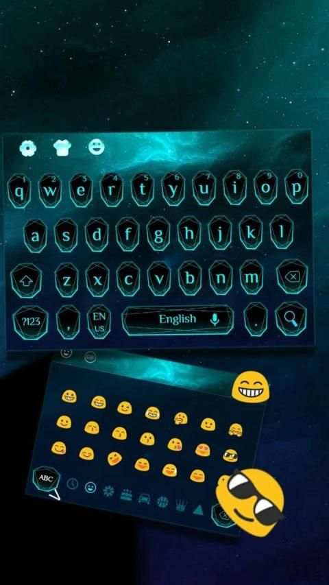 Cool Blue Neon Light Keyboard स्क्रीनशॉट 1