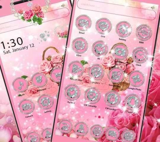 Tema Pink Rose Diamond screenshot 3