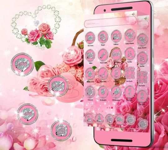 Tema Pink Rose Diamond screenshot 2