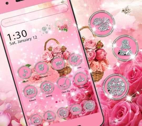 Tema Pink Rose Diamond screenshot 4