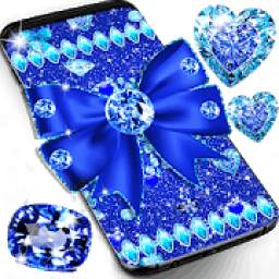 Blue glitter diamond bow live wallpaper