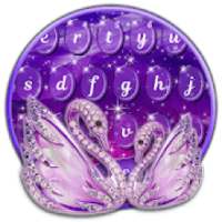 Purple Glittering Swan Keyboard on 9Apps