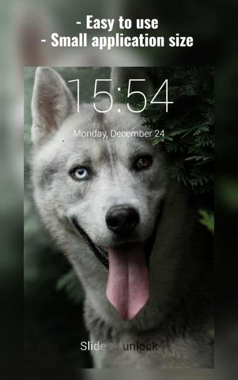 Siberian Husky Lock Screen स्क्रीनशॉट 3