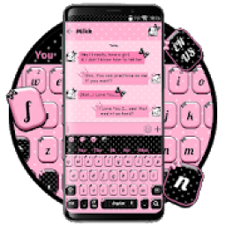 ikon SMS Pink Bowknot Keyboard Theme