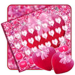 ikon Glitter Pink Heart Keyboard Theme