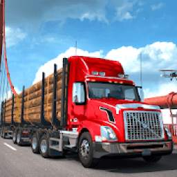 Semi-Trailer Truck Logging Cargo : Uphill Driver