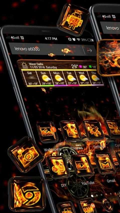 Fire Car 3D Glass Tech Theme**️ screenshot 3
