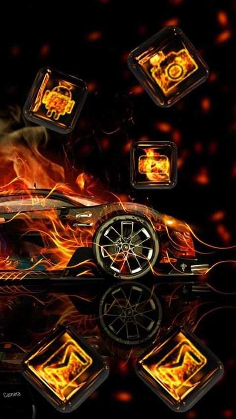 Fire Car 3D Glass Tech Theme**️ screenshot 1
