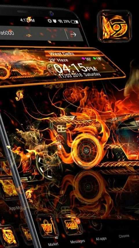 Fire Car 3D Glass Tech Theme**️ screenshot 2