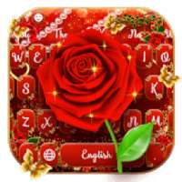 Shiny red rose gold butterfly keyboard theme