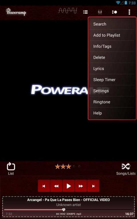 Poweramp Skin Red Dark Leather screenshot 1