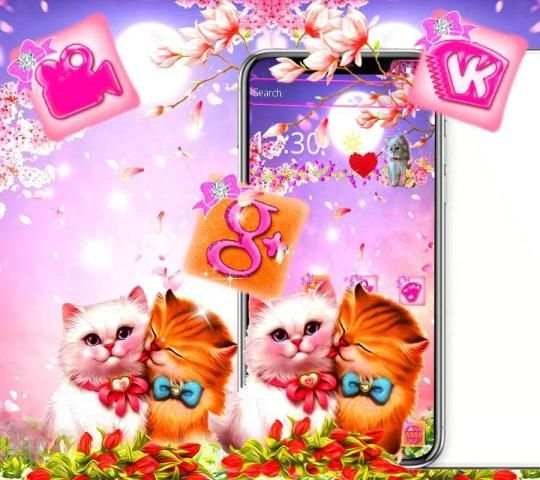 Cute Pink Cat Love Theme* screenshot 4