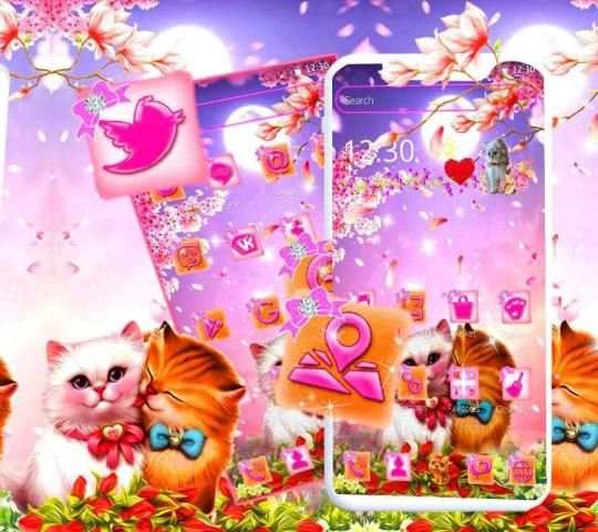 Cute Pink Cat Love Theme* screenshot 2