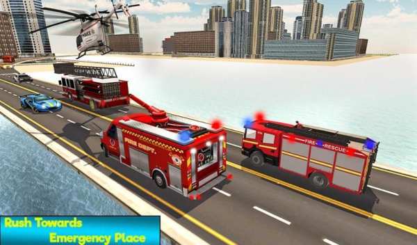 Heavy Ladder Fire Truck City Rescue 2019 स्क्रीनशॉट 2