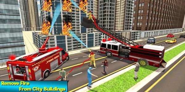 Heavy Ladder Fire Truck City Rescue 2019 स्क्रीनशॉट 23