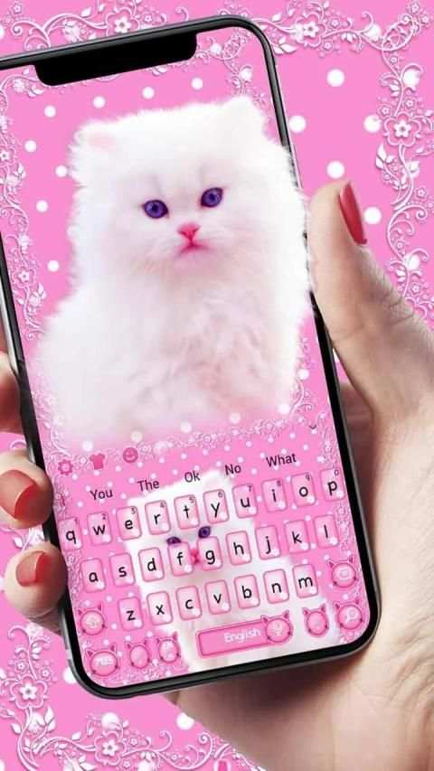Cute Pink Kitty Keyboard Theme स्क्रीनशॉट 2