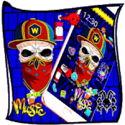 ikon Graffiti Skull Hat Launcher Theme*