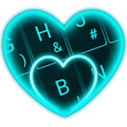 Live Neon Blue Heart Keyboard Theme