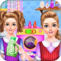 School Girls Weekend Home Washing Laundry games logo