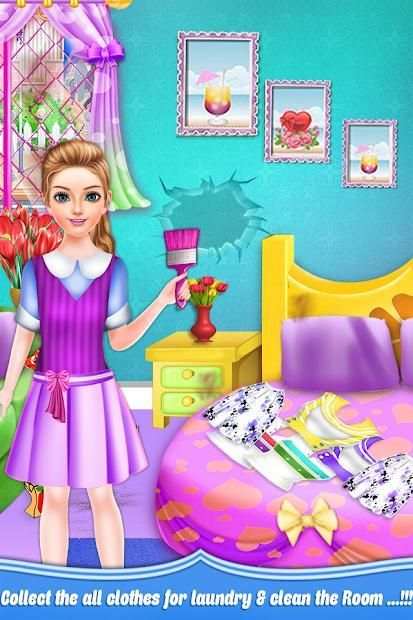 School Girls Weekend Home Washing Laundry games screenshot 3