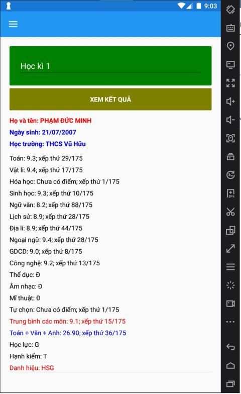 Tra cứu kết quả học tập trên website TMT - QLNT 2 تصوير الشاشة