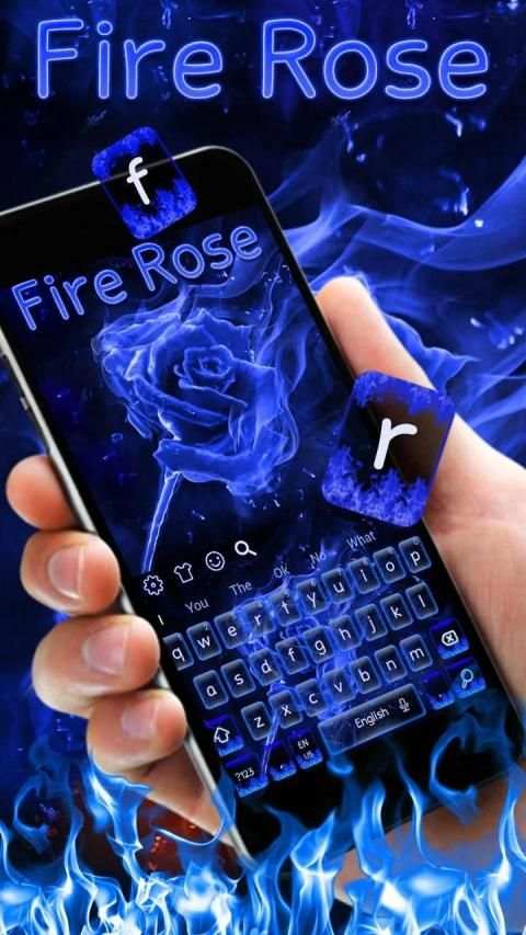 Blue Flaming Fire Rose keyboard Theme स्क्रीनशॉट 3
