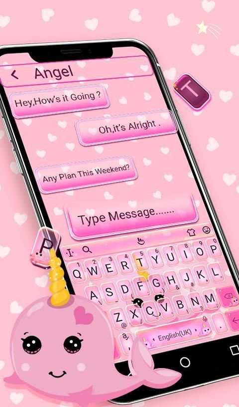 Catchy Pink Unicorn Whale Keyboard screenshot 2