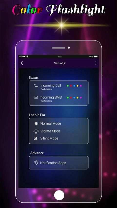 Color Flashlight : Torch LED Flash On Call & SMS screenshot 5