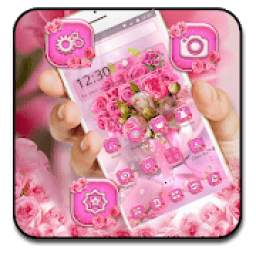 Glossy Pink Roses Launcher Theme