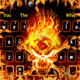ikon Horror Fiery Flame Skull Keyboard