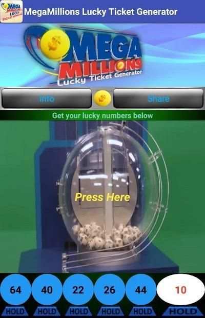MegaMillions Lucky Ticket Generator screenshot 3