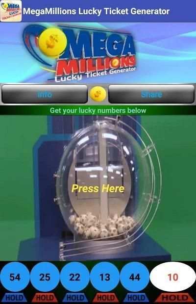 MegaMillions Lucky Ticket Generator screenshot 2