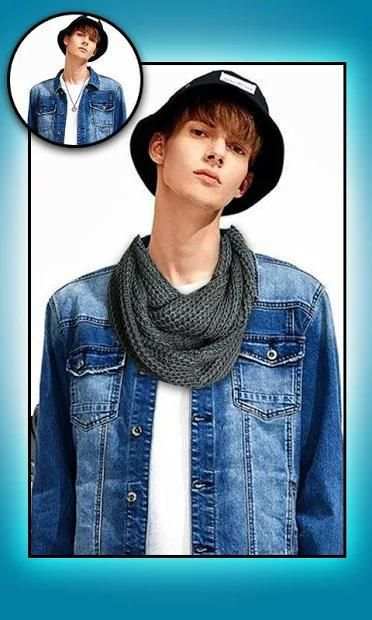 Men Denim Jeans Jackets Scarf & Caps Photo Editor screenshot 1