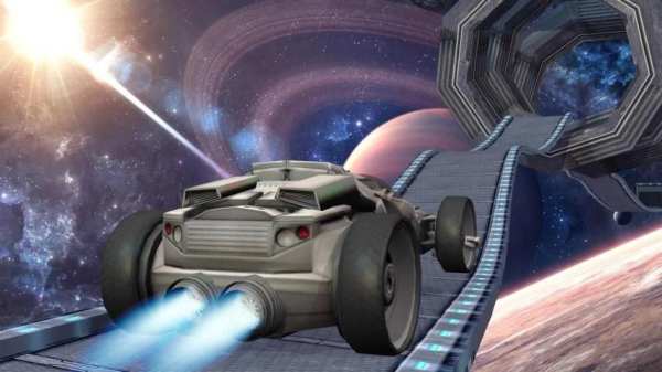 Jet Car Stunt Zone in space 3D स्क्रीनशॉट 1