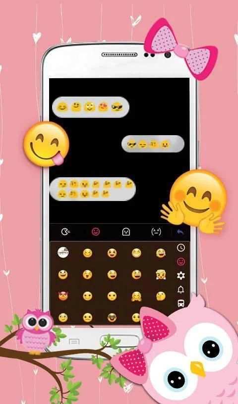 Pink Bow Owl Tema Keyboard screenshot 3